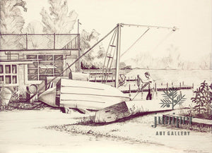 Reproduction - Boat Yard by Paul J Sweany
