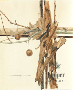 Reproduction - Sycamore Bark with Seed Pods by Paul J Sweany