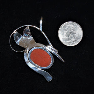 Sterling silver bird pendant with jasper stone by Tim Terry