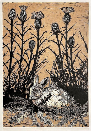 Safety in the Thickets, woodcut and linocut by Danielle Urschel