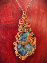 Pendant, hand-wrapped with copper wire by Elizabeth Weiss-Jefferies