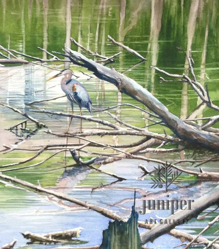 Standing Heron, giclee reproduction from an original watercolor by Brian Gordy