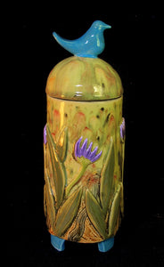 Wildflower Jar with Bluebird Lid by Keith J. Hampton