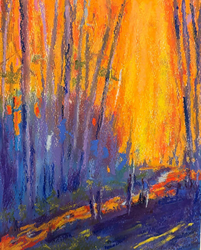 Gully, soft oil pastel painting by Gene Harrawood