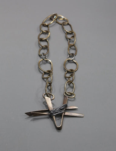 Brass and Silver Pendant Necklace by Dena Hawes