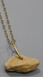 Sandstone & Brass Necklace #4 by Dena Hawes