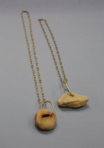 Eternity Series Brass Link Sandstone Necklaces (3 & 4) by Dena Hawes