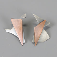 Brushed Sterling Silver & Copper Earrings by Dena Hawes