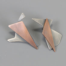 Brushed Sterling Silver & Copper Earrings by Dena Hawes