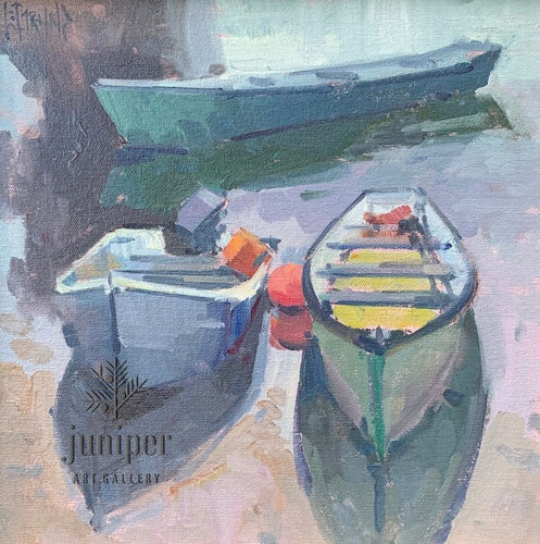 Three Little Boats, oil painting by Wyatt LeGrand