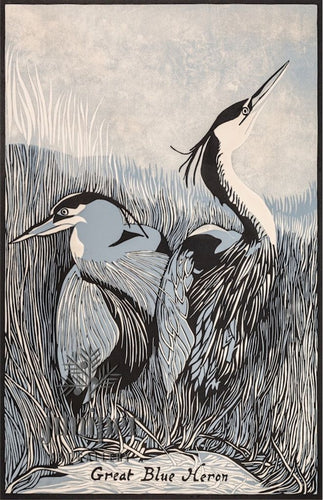 Reproduction-Great Blue Herons by M. Rees