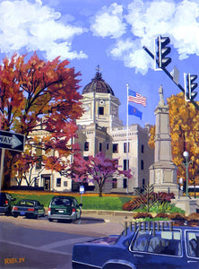 Courthouse Autumn (original) by Tom Rhea