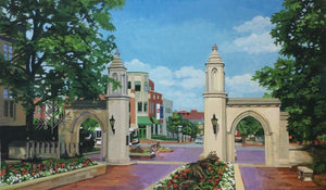 Sample Gates (I.U. Campus), reproduction from original gouache painting by Tom Rhea