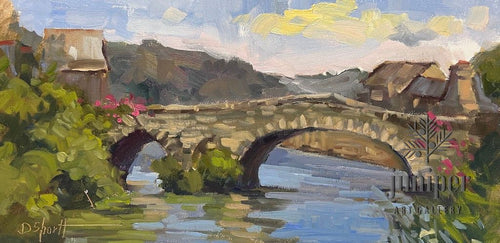 Bridge Over La Rance-Dinan, oil painting by Donna Shortt