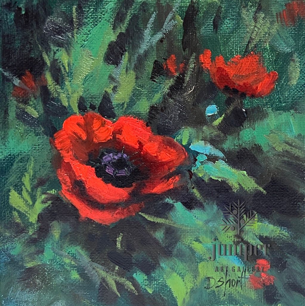 Poppies II, oil painting by Donna Shortt