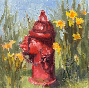 (Unframed) Red Hydrant by Donna Shortt