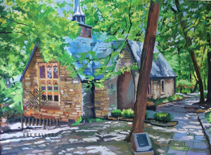 Beck Chapel (I.U. Campus), reproduction from original gouache painting by Tom Rhea