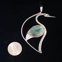 Sterling silver bird pendant with coin for size reference by by Tim Terry