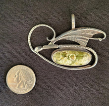 Sterling silver damselfly pendant with orbicular jasper stone by Tim Terry