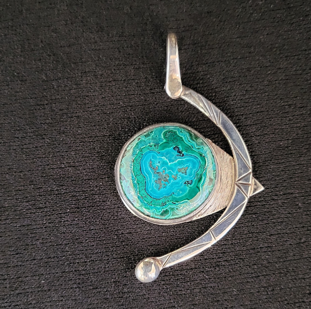 Sterling silver pendant with malachite/azurite stone by Tim Terry