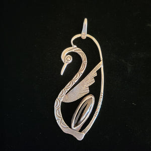 Sterling silver bird pendant with black onyx stone by Tim Terry
