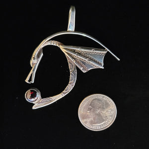 Sterling silver dragon pendant with garnet by Tim Terry