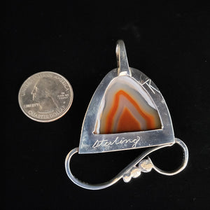 Sterling silver pendant with banded agate stone by Tim Terry