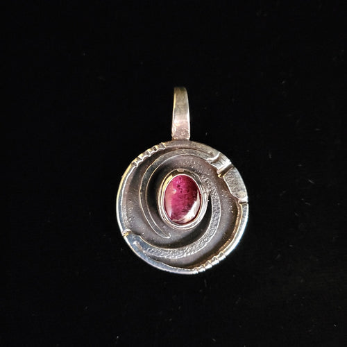 Sterling silver (round) pendant with carnelian stone by Tim Terry