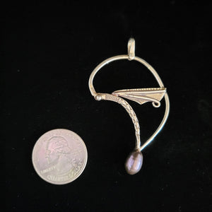 Sterling silver damselfly pendant with fresh water pearl by artist Tim Terry