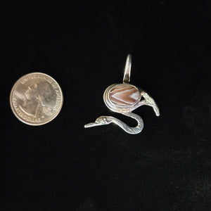 Sterling silver bird pendant with faceted agate stone by Tim Terry