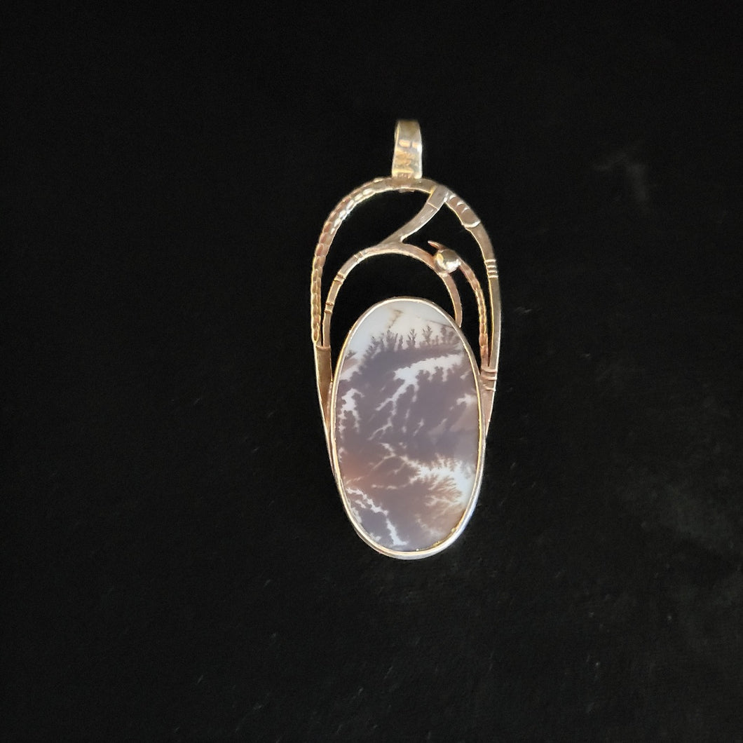Sterling silver pendant with dendritic agate (oval) by Tim Terry