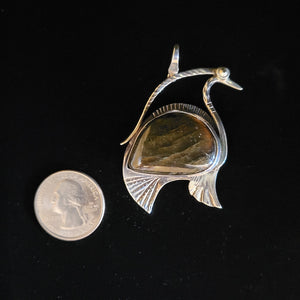 Sterling silver bird pendant with labradorite stone by Tim Terry