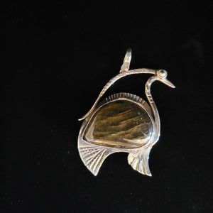 Sterling silver bird pendant with labradorite stone by Tim Terry