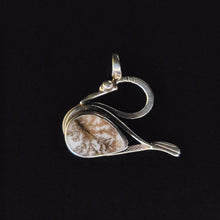 Sterling silver swan pendant with dendritic agate by Tim Terry