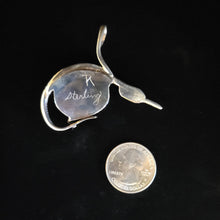Sterling silver bird pendant with banded agate stone by Tim Terry