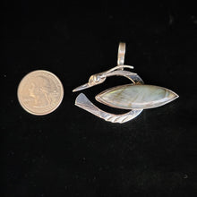 Sterling silver bird pendant with labradorite stone by artist Tim Terry