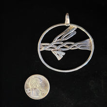 Sterling silver flying dragon pendant (oval) by artist Tim Terry