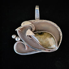 Sterling silver duck pendant with labradorite stone by artist Tim Terry