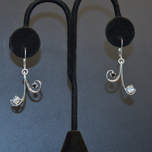 Sterling silver, moonstone and black spinel earrings by Lee Cohn