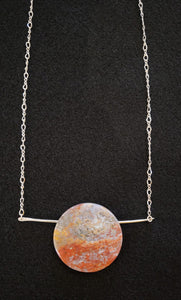 Round ocean jasper drop stone, sterling silver necklace by Dayana Ferrera