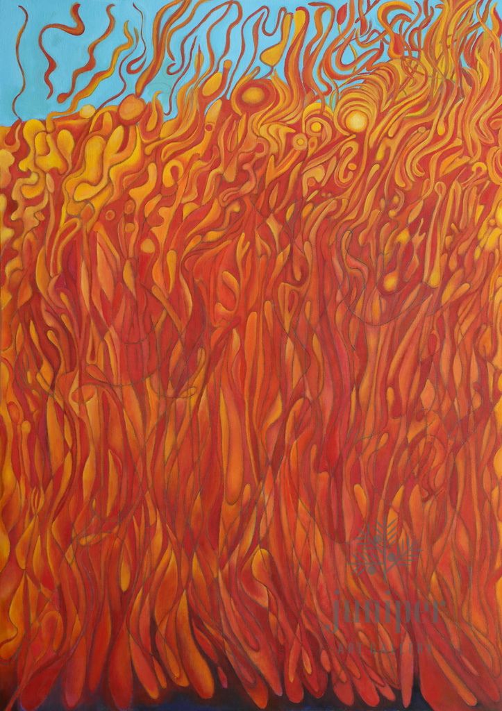 Drought Induced Wildfire is a signed reproduction from the original painting by David J Emerson Young.