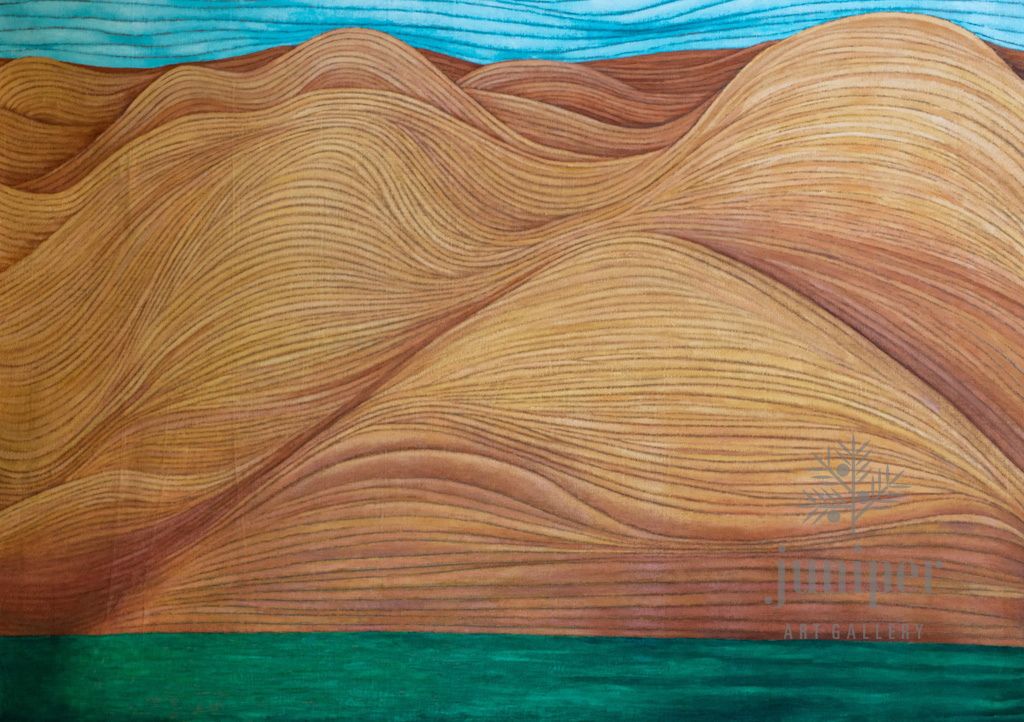 Sand Dunes Over Fields is a signed reproduction from the original painting by David J Emerson Young. 