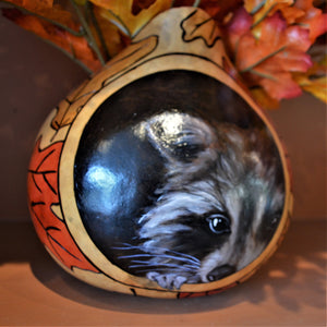Gourd, hand painted, wood burnished by Debra Flagle