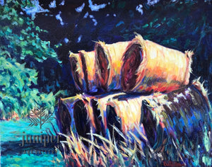 Fresh Bales, oil painting by Grace (Butedma) Gonso