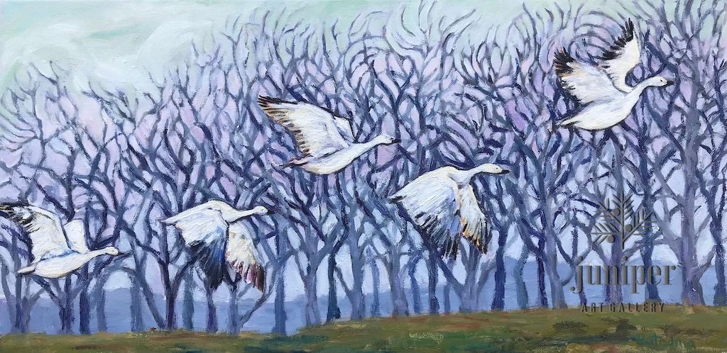 Snow Geese, oil painting by Grace (Butedma) Gonso