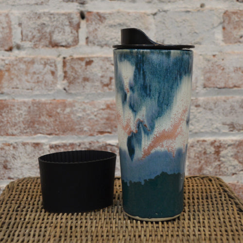 20 oz Ceramic Travel Mug (Sea Shell Glaze) by Hannah Martin