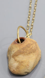 Eternity Series Brass Link Sandstone Necklaces by Dena Hawes