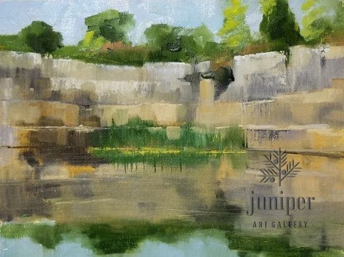 Quarry Refelections Study, oil painting on panel by Meg Lagodzki
