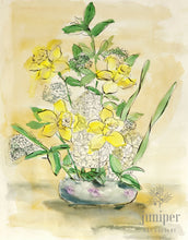 Daffodils, reproduction from original watercolor and India ink painting by Margaret L. Sweany