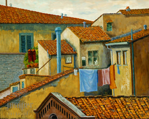 Florence Rooftops, reproduction from original oil by Margaret L. Sweany